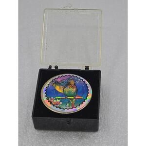 90s Vintage Heavy Metal Two Parrots & Flowers POG Slammer BRASS Heavy Thick